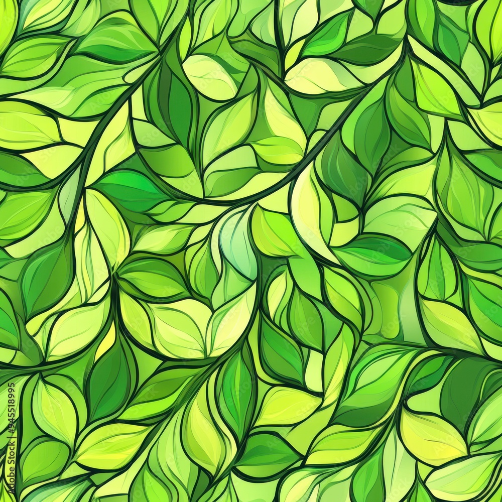 Lime green stained glass style grapevine leaf pattern, seamless repeating pattern, minimal pattern, suitable for vineyard-themed decor, product packaging, branding, and wall art Lime green stained glass style grapevine leaf pattern, seamless repeating pattern, minimal pattern, suitable for vineyard-themed decor, product packaging, branding, and wall art