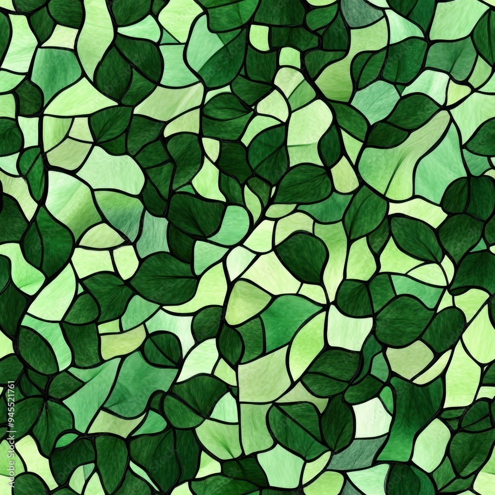 Moss green stained glass style ivy vine pattern, seamless repeating pattern, minimal pattern, great for garden-themed decor, custom prints, web backgrounds, and interior design Moss green stained glass style ivy vine pattern, seamless repeating pattern, minimal pattern, great for garden-themed decor, custom prints, web backgrounds, and interior design