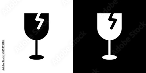 Fragile package icon logo set vector