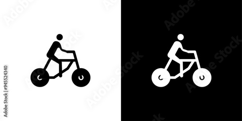 Man on bicycle icon logo set vector