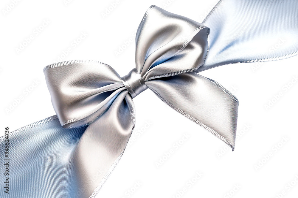 Naklejka premium Elegant silver satin ribbon bow for decoration.
