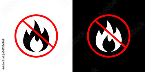 No fire icon logo set vector