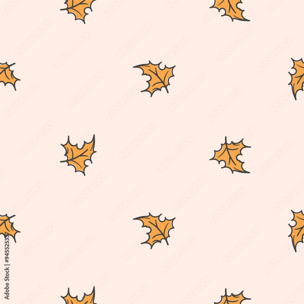 Simple seamless pattern with yellow autumn leaves. Vector background for wrapping paper, decoration, design. Endless pattern with repeating elements Simple seamless pattern with yellow autumn leaves. Vector background for wrapping paper, decoration, design. Endless pattern with repeating elements