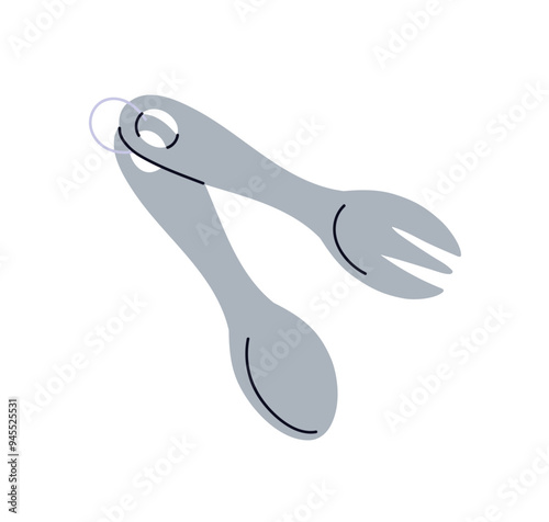 Fork and spoon, utensils for camping and hiking. Compact handy cutlery for tr...