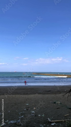 The beautiful view of Karangpandan beach, Nusakambangan island, Cilacap, Central Java, Indonesia. photo