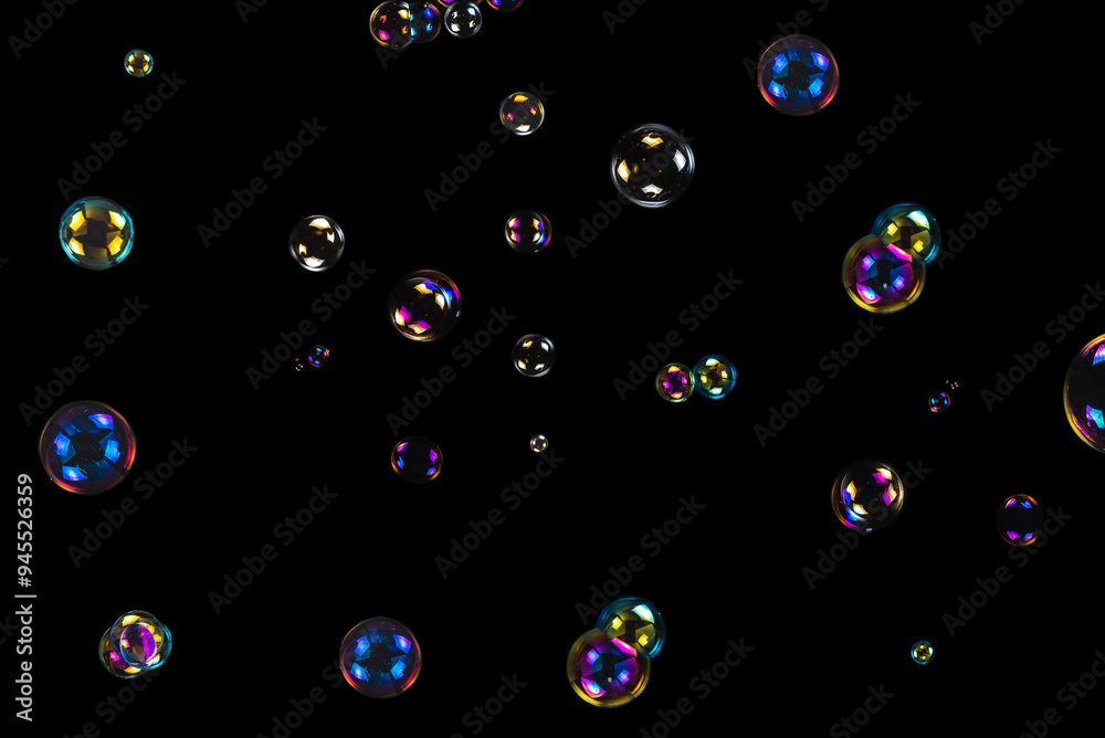 Soap bubbles isolated on a black background Soap bubbles isolated on a black background
