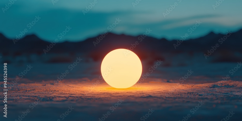 Bright glowing sphere on a serene landscape at dusk, creating a magical atmosphere and evoking feelings of wonder. Bright glowing sphere on a serene landscape at dusk, creating a magical atmosphere and evoking feelings of wonder.