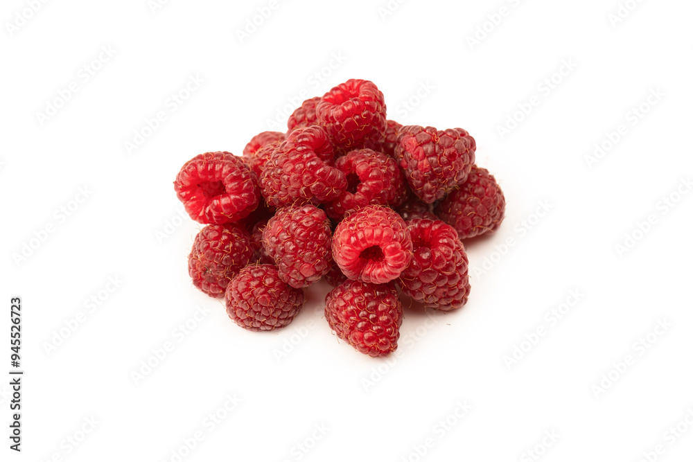 Tasty fresh raspberry isolated on a white background. Top view. Tasty fresh raspberry isolated on a white background. Top view.