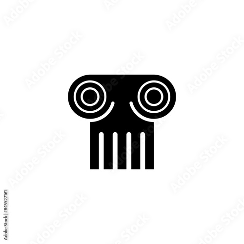 Classic Greek column icon in a minimalist black and white design.