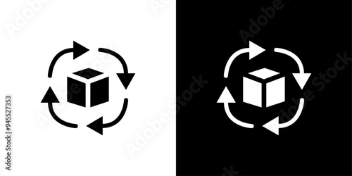 Supply chain process icon logo set vector