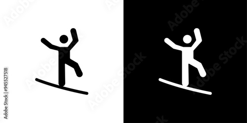 Tightrope walker icon logo set vector