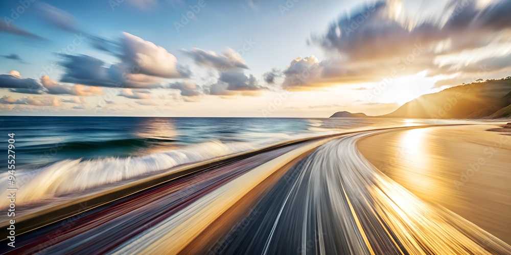 light speed motion blur colorful texture, With a beautiful sea view light speed motion blur colorful texture, With a beautiful sea view
