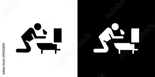 vomiting in bathroom icon logo set vector
