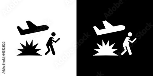 war Refugee icon logo set vector