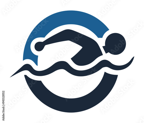 Vector illustration of the Swimming Man logo design.