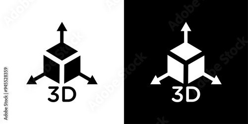 3D icon logo set vector