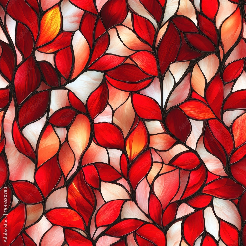 red stained glass style floral pattern, seamless repeating pattern, minimal pattern red stained glass style floral pattern, seamless repeating pattern, minimal pattern