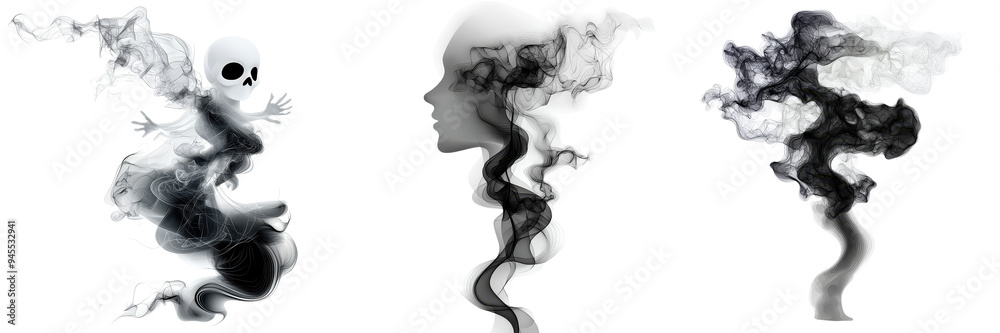 Abstract Smoke Shapes Ghost Woman and Swirl Abstract Smoke Shapes Ghost Woman and Swirl