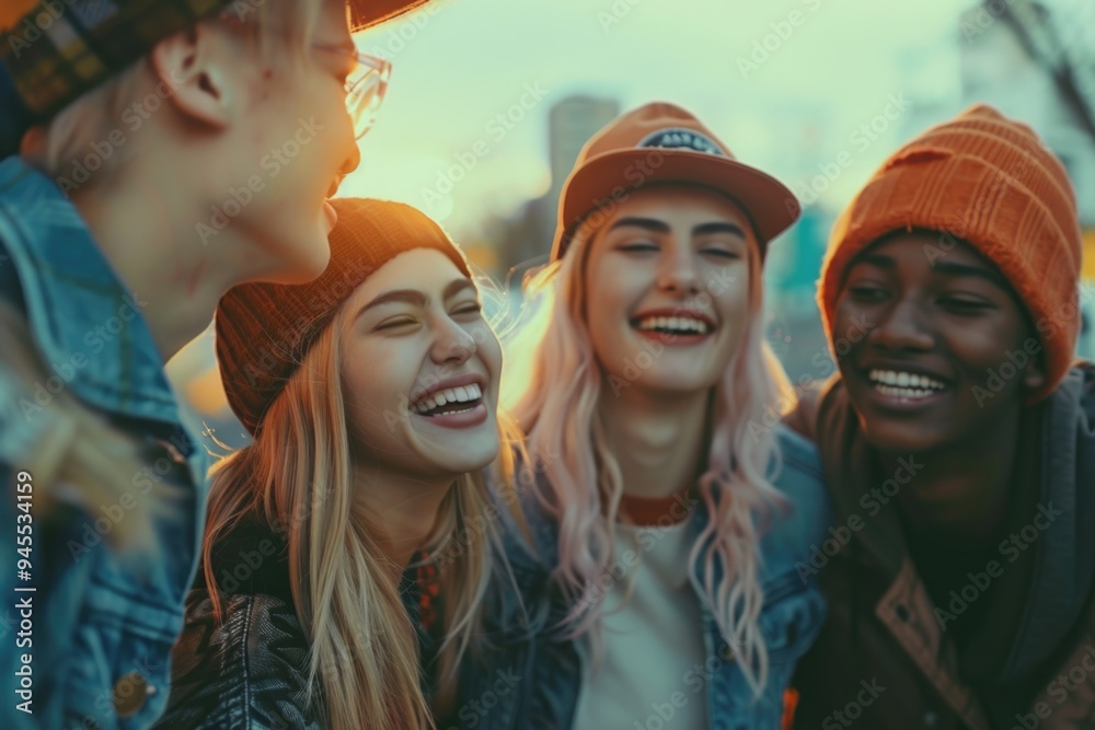 Fototapeta premium A group of young adults standing in unison, possibly at an event or celebration