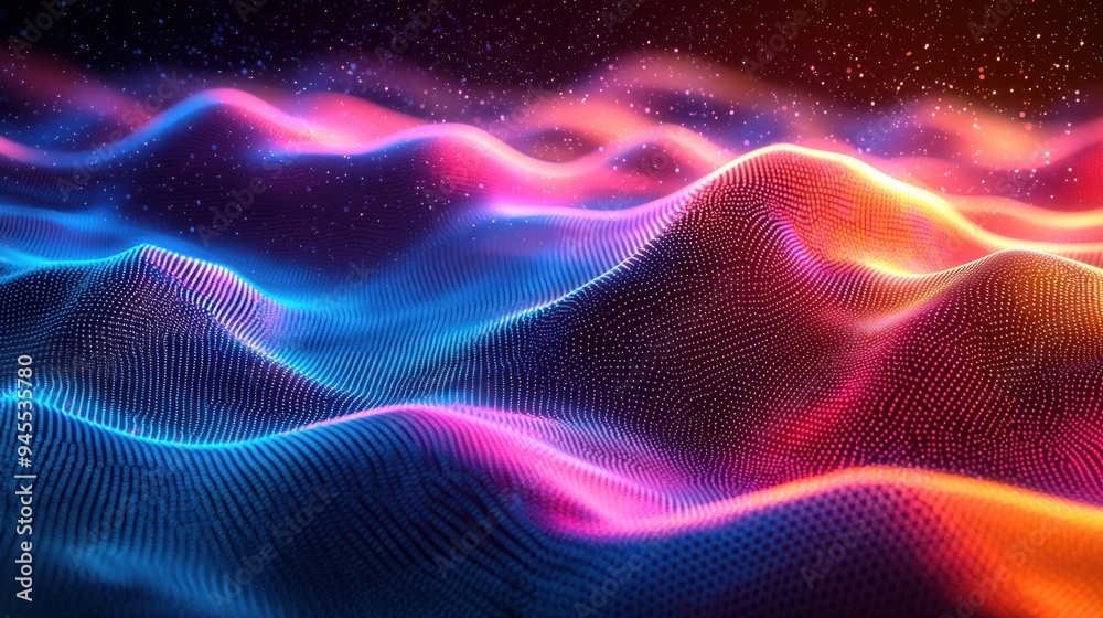 Waves of Melody - Abstract 3D Sound Wave Pattern in Vibrant Colors for Dynamic Music Background