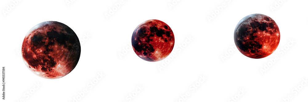 Red moon phases isolated transparent background Red moon phases isolated transparent background