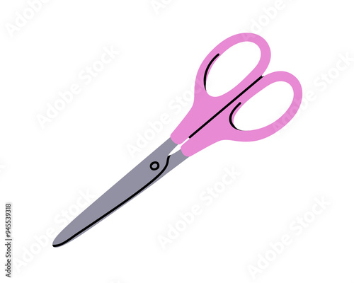 Scissors, metal tool for cutting. Shears, sharp blades, school instrument, stationery icon. Flat graphic vector illustration isolated on white background