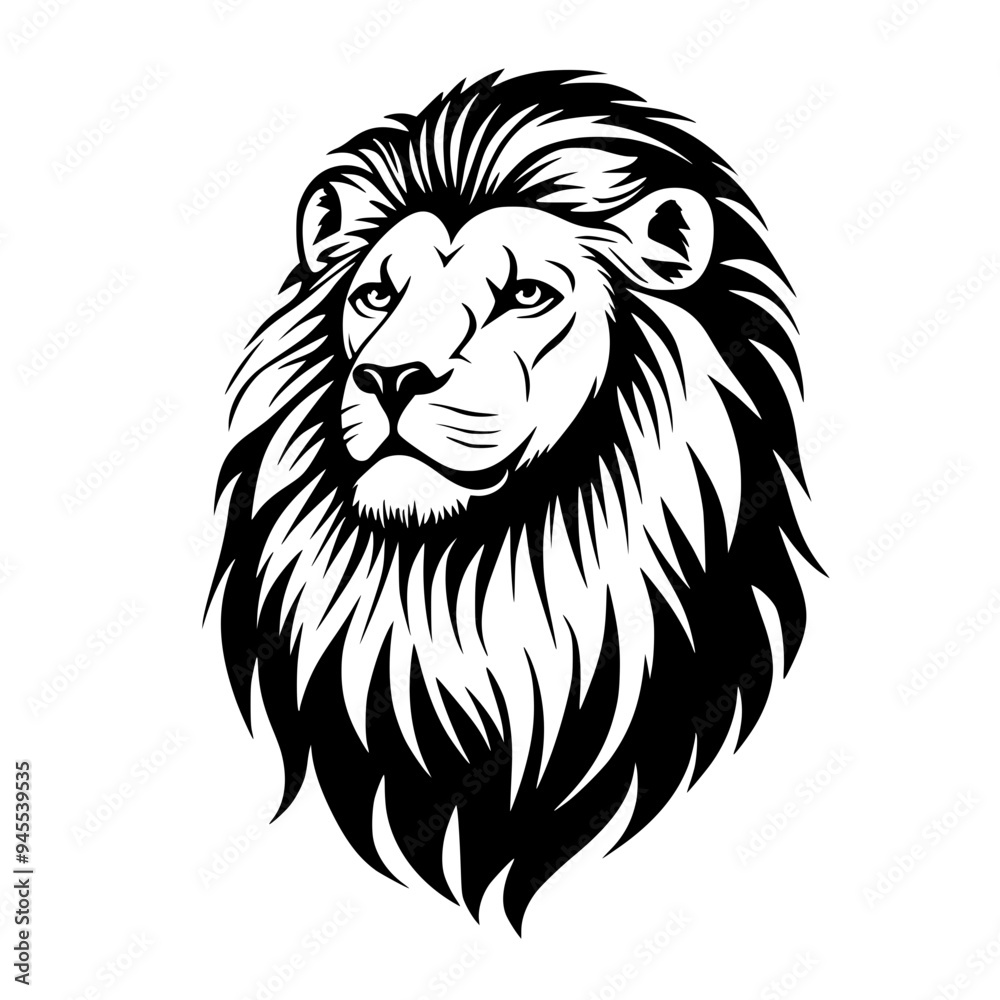 Lion Silhouette with Majestic Mane, Black and white silhouette of a lion with a detailed and majestic mane, symbolizing strength, power, and royalty.
Lion Silhouette with Majestic Mane, Black and white silhouette of a lion with a detailed and majestic mane, symbolizing strength, power, and royalty.