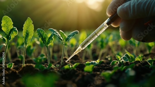 Genetic testing in agricultural biotechnology, selecting crops with desirable genetic traits for improved yield, genetic testing, concept of agricultural genomics photo