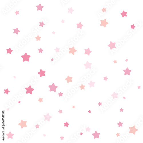Pink vector confetti with stars, decoration for wedding banners or birthday card. 