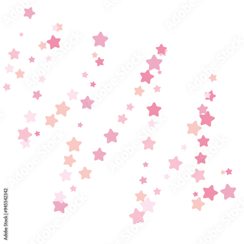 Pink vector confetti with stars, decoration for wedding banners or birthday card. 