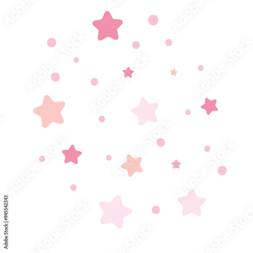 Pink vector confetti with stars, decoration for wedding banners or birthday card. 