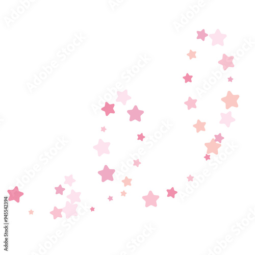 Pink vector confetti with stars, decoration for wedding banners or birthday card. 