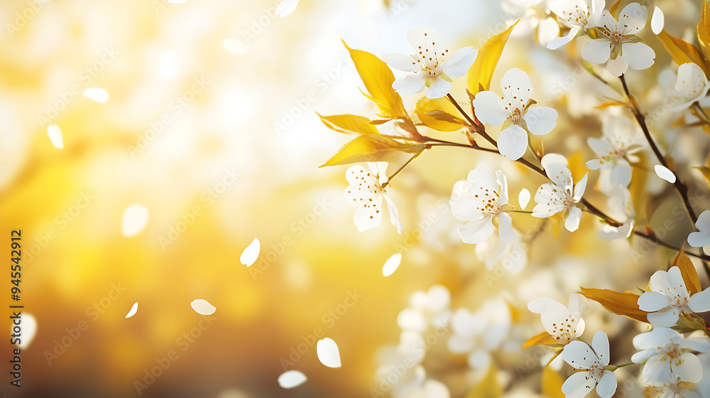 Spring Blossom seasonal background. Generative AI illustration 