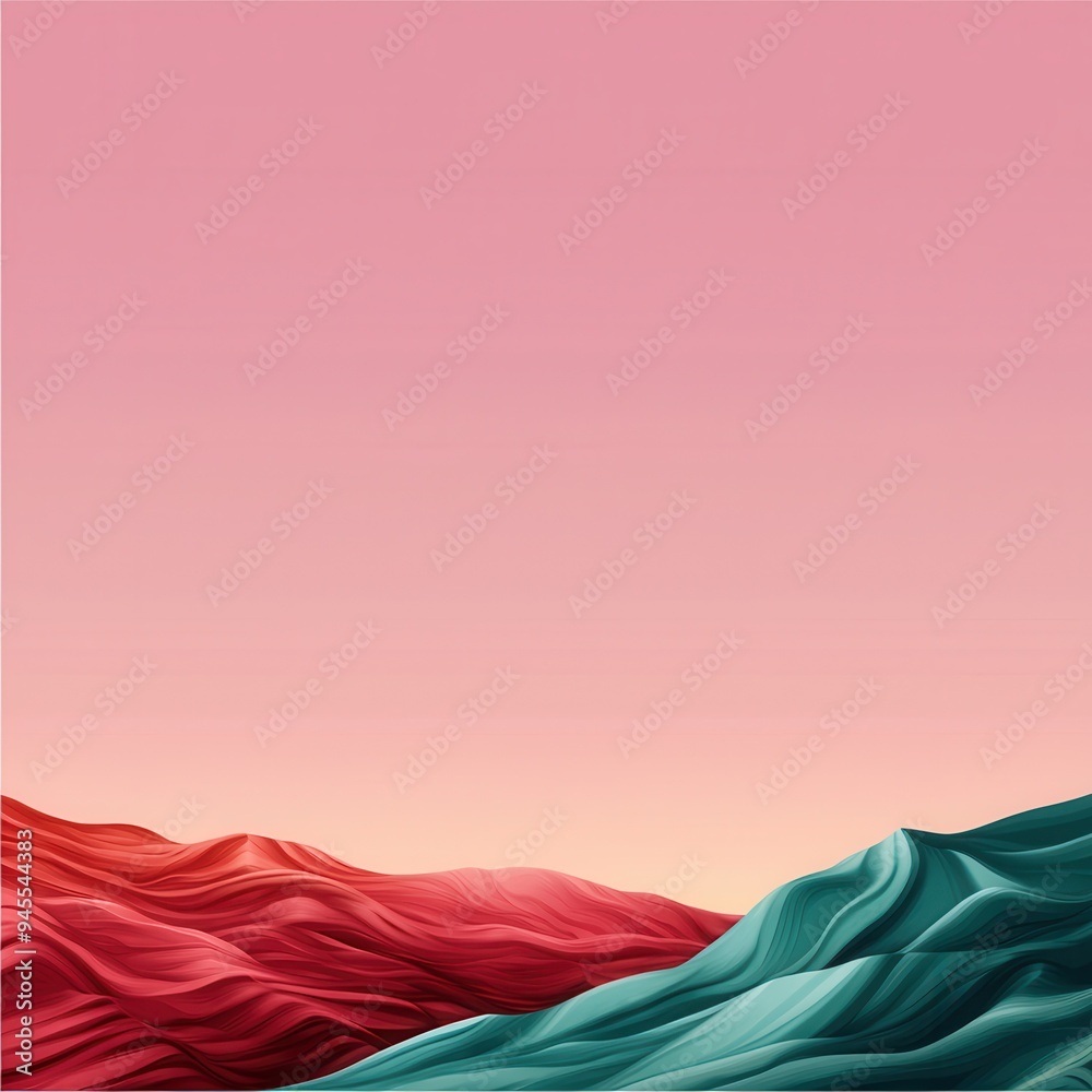 Minimalist Artistic Landscape of Rolling Pink Hills, Perfect for Calm and Tranquil Decor Minimalist Artistic Landscape of Rolling Pink Hills, Perfect for Calm and Tranquil Decor