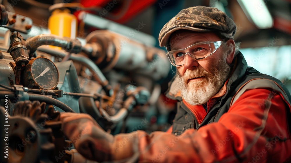 a mechanic replacing parts on a tractor's hydraulic system, demonstrating the complexity and hands-on nature of agricultural machinery repair. a mechanic replacing parts on a tractor's hydraulic system, demonstrating the complexity and hands-on nature of agricultural machinery repair.