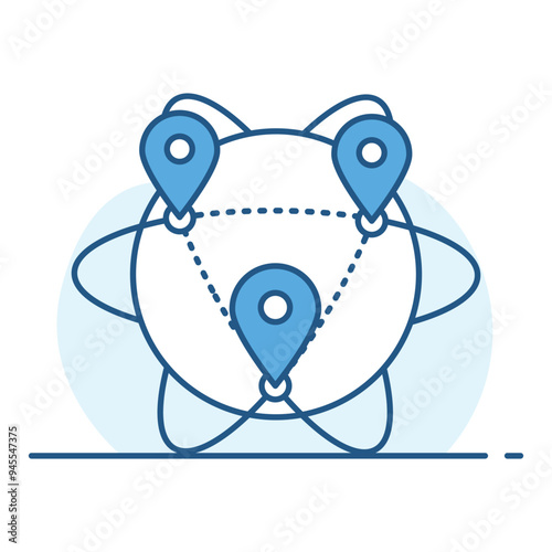 Blue Global Icon, world, international. Represents the concept of global reach and international connections. Icon for web and mobile app.