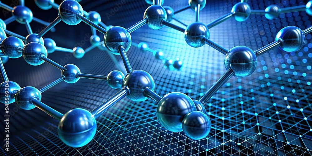 Sleek, futuristic illustration of a 3D molecular structure with glowing ...
