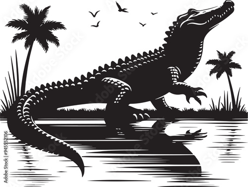 Alligator Silhouette Vector Illustration
