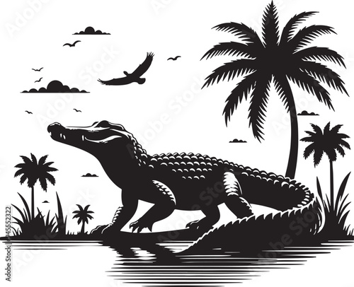 Alligator Silhouette Vector Illustration