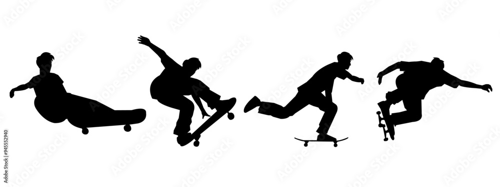 silhouette set of skateboarders. skateboarding,sports,vector illustration. silhouette set of skateboarders. skateboarding,sports,vector illustration.