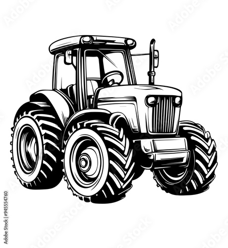 silhouette of a tractor illustration vector	