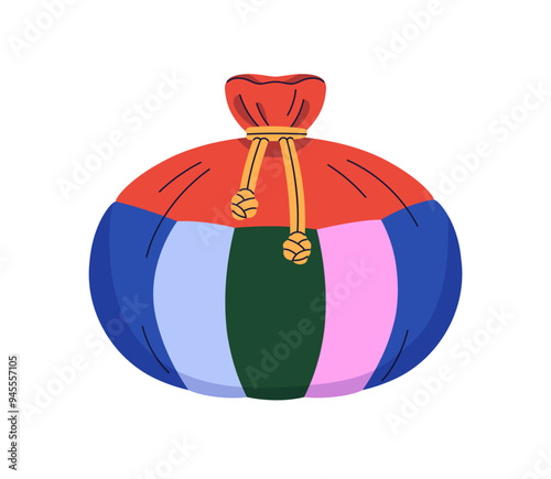 Lucky bag for Korean Chuseok, lunar holiday. Fortune coin gift pouch for pros...
