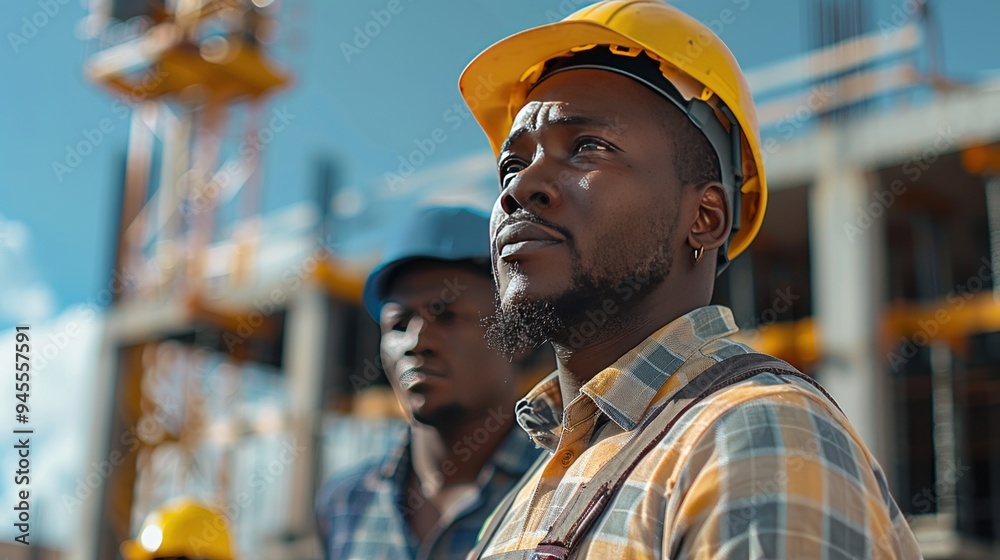 a construction engineer discussing project details with a team of workers on-site, emphasizing teamwork and leadership in construction projects. a construction engineer discussing project details with a team of workers on-site, emphasizing teamwork and leadership in construction projects.