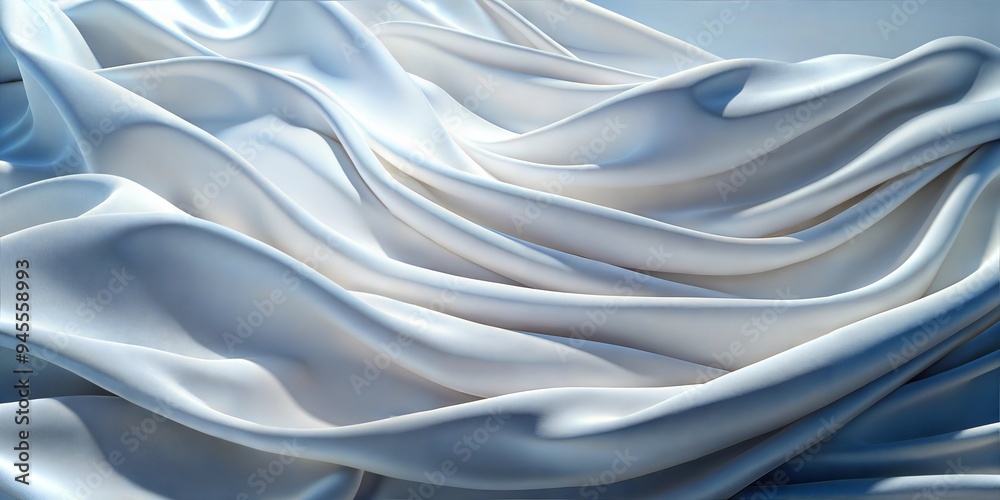 Abstract background of white wavy silk or satin. 3d rendering image.