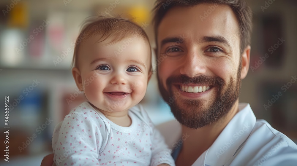 tender moment of a pediatrician gently examining a smiling baby with soft natural light streaming through a window in a modern colorful clinic tender moment of a pediatrician gently examining a smiling baby with soft natural light streaming through a window in a modern colorful clinic