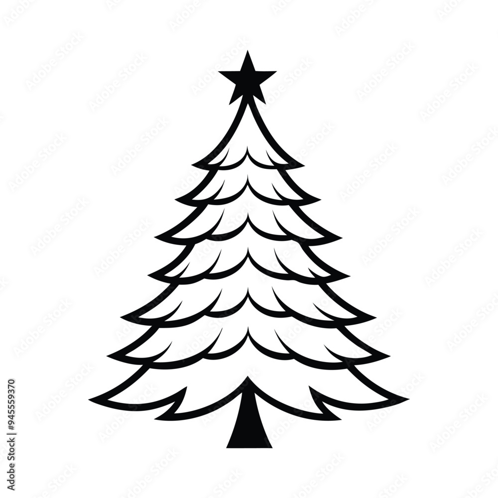 Obraz premium Elegant Christmas Tree Silhouette with Star and Ornaments
