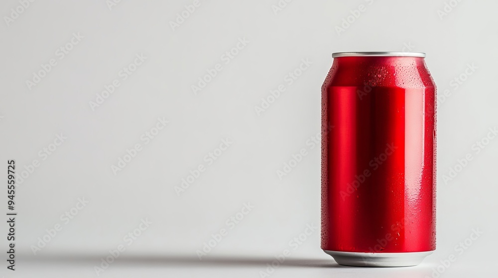 A red beverage can isolated against a white background, highlighting its vibrant color and sleek design. A red beverage can isolated against a white background, highlighting its vibrant color and sleek design.