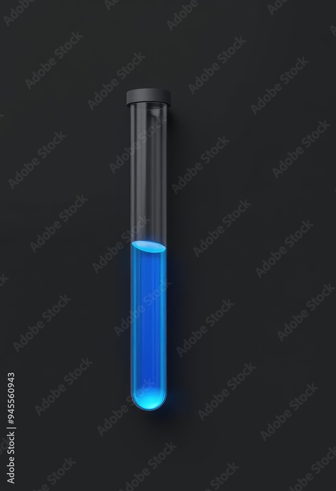 A small test tube with a floating blue liquid is viewed from the top against a black background. A small test tube with a floating blue liquid is viewed from the top against a black background.