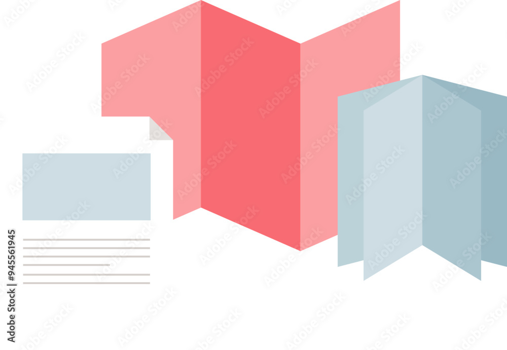 Minimalist vector of a red brochure and a blue flyer, symbolizing marketing materials. Minimalist vector of a red brochure and a blue flyer, symbolizing marketing materials.