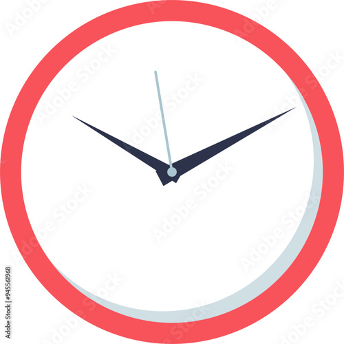 Minimalist wall clock with red frame, symbolizing time management and punctuality.